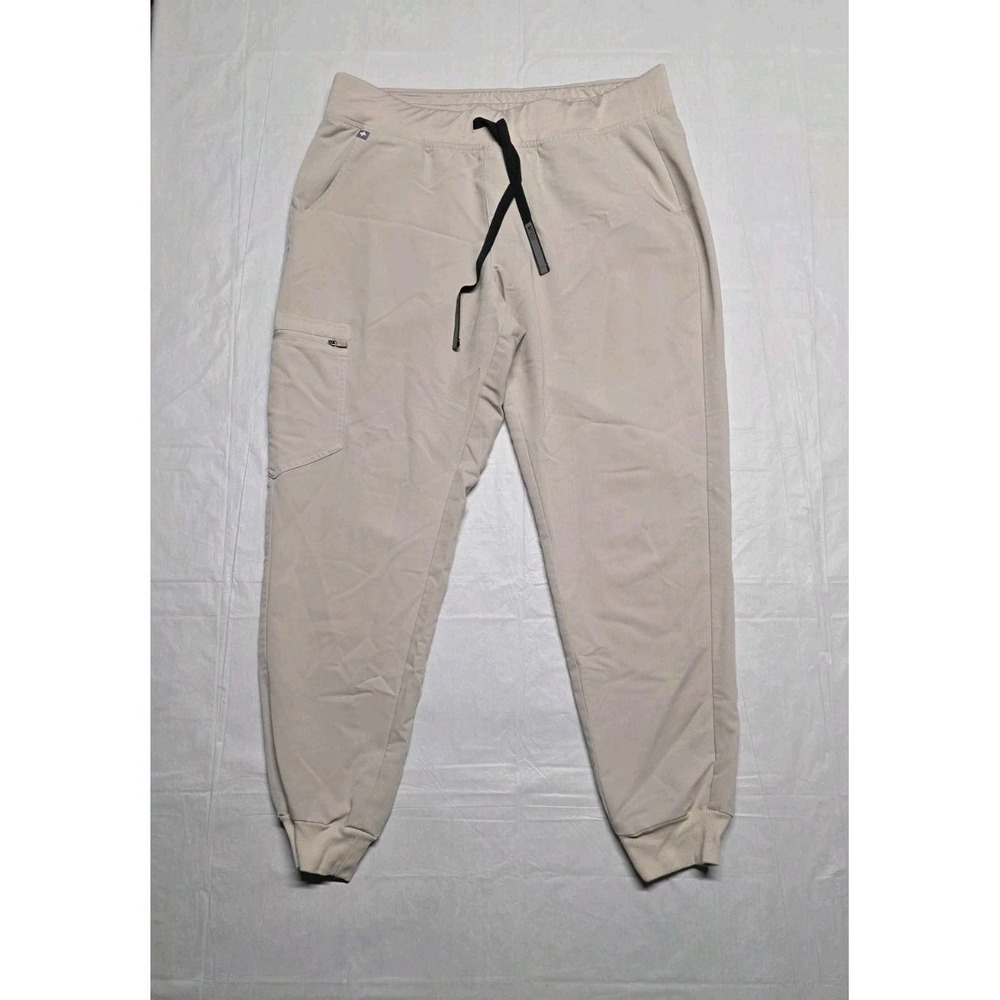 FIGS Women's High Waist Zamora Jogger Scrub Pants Beige Technical Collection